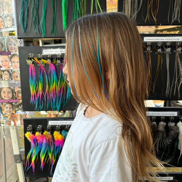 BlueOcean Fade Blue Ombre Hair Feathers