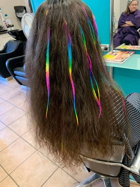 Rainbow Feather Hair Extensions – 4 Lengths, Vibrant Colours for All Styles