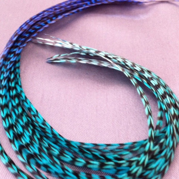 BlueOcean Fade Blue Ombre Hair Feathers