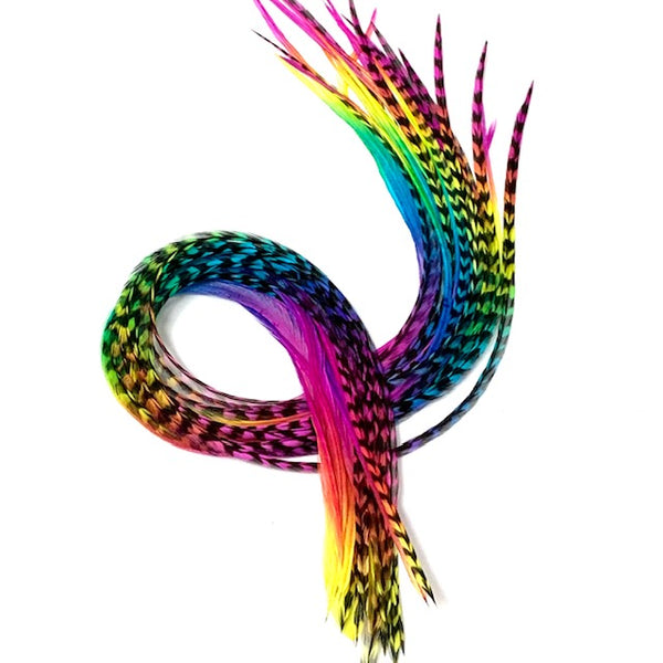 Rainbow Feather Hair Extensions – 4 Lengths, Vibrant Colours for All Styles